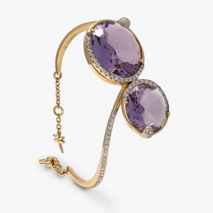 Brazalete de oro rosa doble Amatista