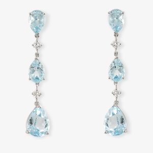 Pendientes oro blanco topacio azul