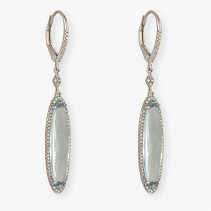Pendientes de oro blanco y Topacio oval
