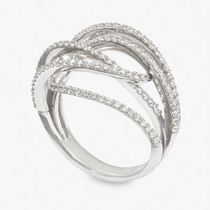 Anillo entrelazado de Oro Blanco y Diamantes