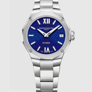 Reloj de lujo de la marca BAUME & MERCIER modelo RIVIERA 10727, cuarzo, fabricado en Suiza.