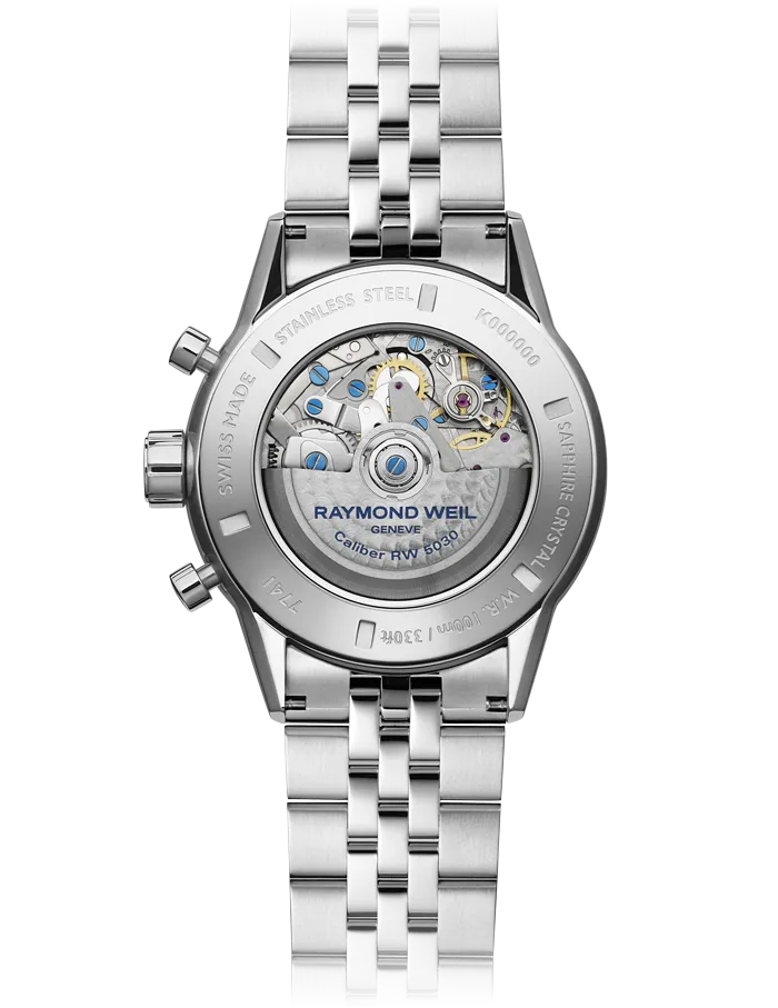 Reloj de lujo Raymond Weill Freelancer Cronógrafo Blanco Acero 7741-ST1-30021 Detalle del Reloj de lujo de la marca RAYMOND WEILL modelo FREELANCER 7741-ST1-30021, automático, fabricado en Suiza.