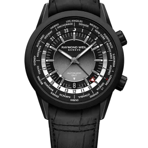 Reloj de lujo de la marca RAYMOND WEILL modelo FREELANCER 2765-BKC-20001, automático, gmt, fabricado en Suiza.