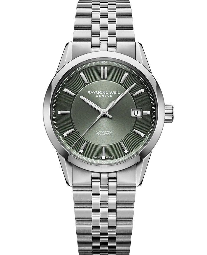 Reloj de lujo Raymond Weill Freelancer Verde Oliva Acero 2771-ST-52051 Reloj de lujo de la marca RAYMOND WEILL modelo FREELANCER 2771-ST-52051, automático, fabricado en Suiza.