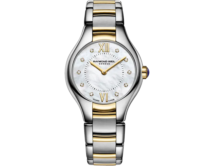 Reloj de lujo Raymond Weill Noemia Dos Tonos Nácar 10 Diamantes Acero 5124-STP-00985 Reloj de lujo de la marca RAYMOND WEILL modelo NOEMIA 5124-STP-00985, cuarzo, fabricado en Suiza.