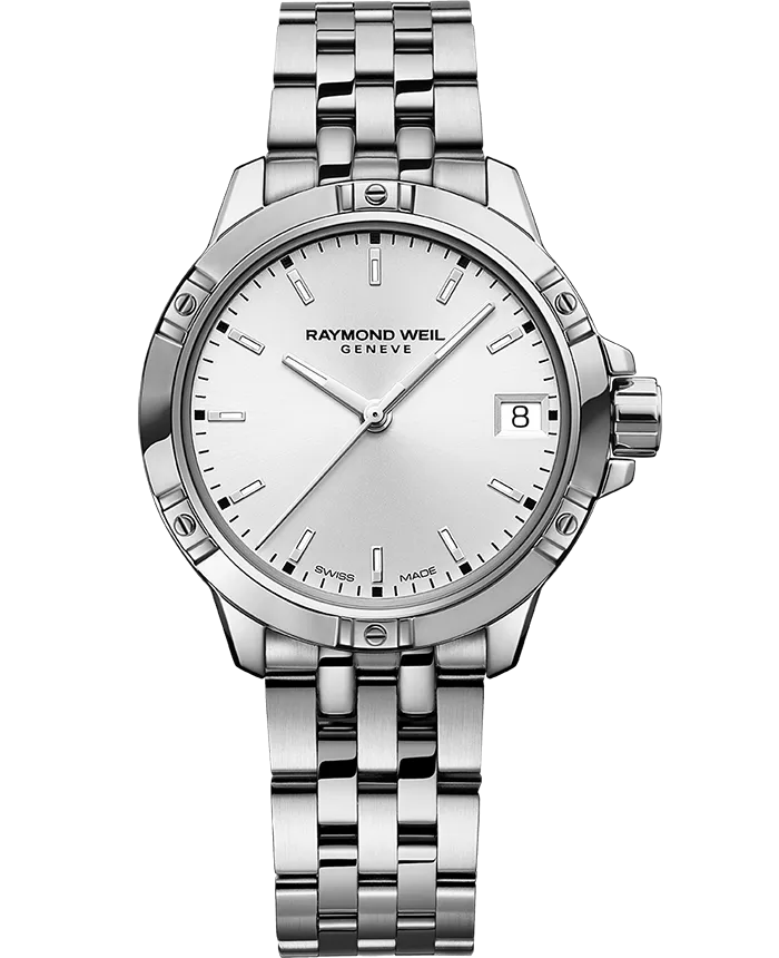 Reloj de lujo Raymond Weill Tango Classic Blanco Acero 5960-ST-30041 Detalle del Reloj de lujo de la marca RAYMOND WEILL modelo TANGO 5960-ST-30041, cuarzo, fabricado en Suiza.