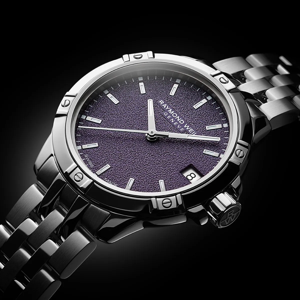 Reloj de lujo Raymond Weill Tango Classic Violeta Berenjena Acero 5960-ST-50161 Detalle del Reloj de lujo de la marca RAYMOND WEILL modelo TANGO 5960-ST-50161, cuarzo, fabricado en Suiza.