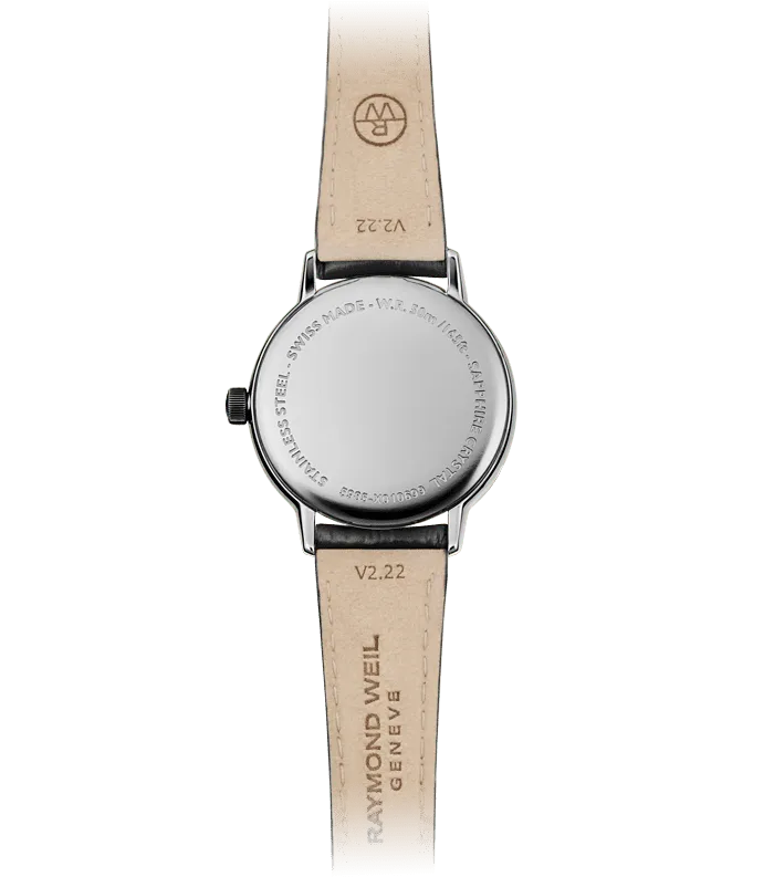 Reloj de lujo Raymond Weill Toccata Plata Cuero 5985-STC-00659 Detalle del Reloj de lujo de la marca RAYMOND WEILL modelo TOCCATA 5985-STC-00659, cuarzo, fabricado en Suiza.