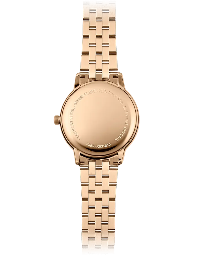 Reloj de lujo Raymond Weill Toccata Rosado Diamantes Acero 5385-P5S-00859 Detalle del Reloj de lujo de la marca RAYMOND WEILL modelo TOCCATA 5385-P5S-00859, cuarzo, fabricado en Suiza.