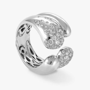Anillo de oro blanco y diamantes abierto