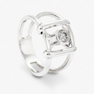 Anillo de oro blanco y diamante