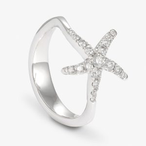 Anillo de oro blanco diamantes Estrella