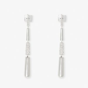Pendientes de oro blanco y diamantes largos