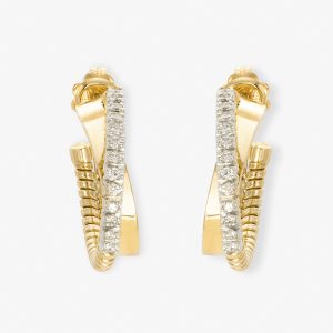 Pendientes de oro y diamantes Tubogas doble