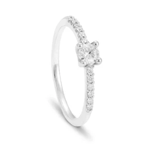 Anillo de Compromiso de Cuatro Garras de Oro Blanco y Diamantes Ref. 1502BS14-4