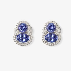 Pendientes de oro blanco ,Tanzanita y brillantes
