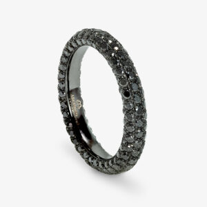 Anillo Oro Blanco y Diamantes Negros