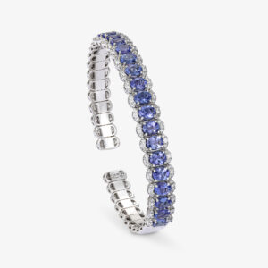 Pulsera oro blanco, Brillantes y Tanzanitas