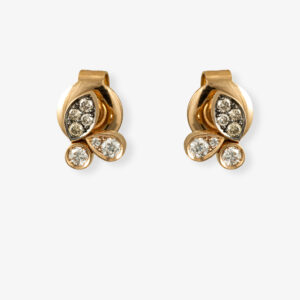 Pendientes de Oro Rosa con Brillantes Brown y Blancos