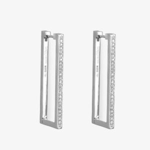 Pendientes  Rectángulo Oro Blanco y Brillantes