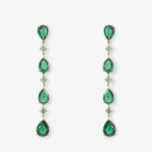 Pendientes Largos Esmeraldas y Diamantes