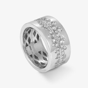 Anillo Oro Blanco Ancho Brillantes