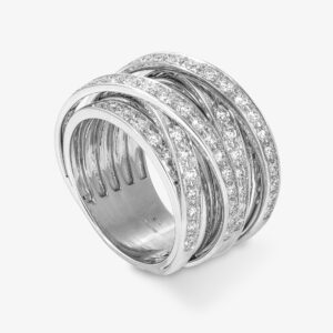 Anillo Oro Blanco Cruzado de Brillantes