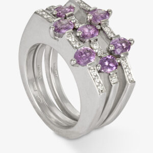 Anillo Triplex de Zafiro Rosa y Brillantes Ref:15240-SORT