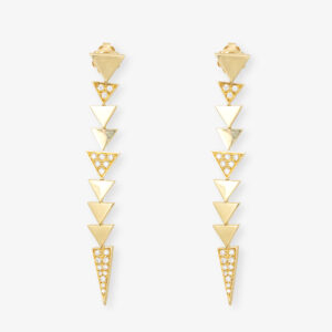 Pendientes largos en Triángulos de Oro Amarillo y Diamantes
