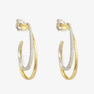 Pendientes Aro Criolla de Oro Amarillo Y Oro Blanco con Brillantes