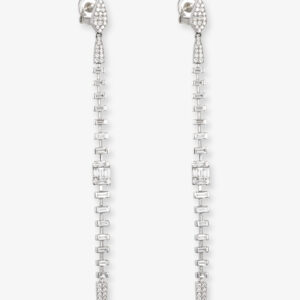 Pendientes largos Oro Blanco Brillantes Raspa