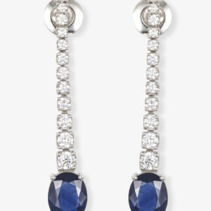 Pendientes Oro Blanco Largos Riviere y Zafiro