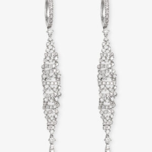 Pendientes Oro Blanco Largos Y Brillantes