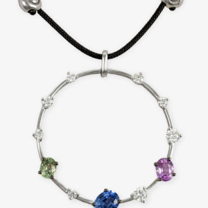 Colgante Oro Blanco con Zafiro Colores y Brillantes