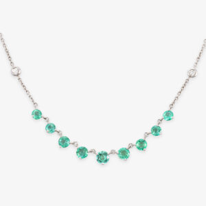 Gargantilla Oro Blanco, Esmeraldas y Brillantes