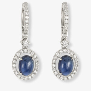 Pendientes Oro Blanco, Brillantes y Zafiros