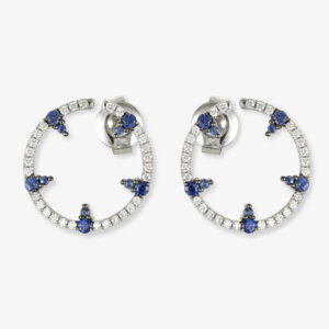 Pendientes Oro Blanco Aro Brillantes y Zafiros