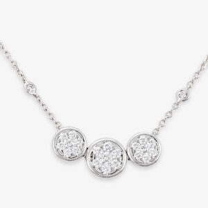Gargantilla Oro Blanco Tres Chatones Brillantes