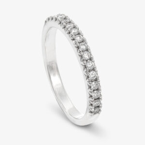 Anillo Media Alianza de Oro Blanco y Brillantes