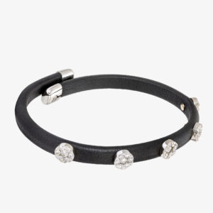 Pulsera Piel Negra con Brillantes