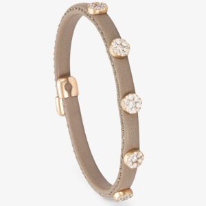 Pulsera Piel Color Topo y Brillantes