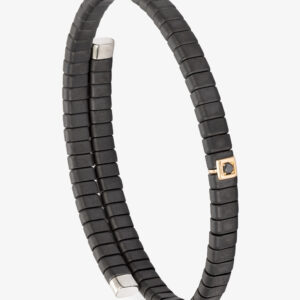 Pulsera Caballero Cerámica, Oro Blanco-Rosa y Brillante Negro