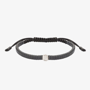 Pulsera para Caballero Macramé-Cerámica con Oro Blanco y Brillantes