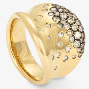 Anillo Oro Rosa, Brillantes Brown y Blancos