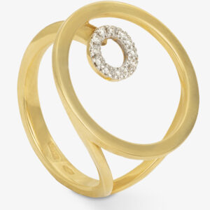 Anillo Oro Amarillo Círculo Brillantes