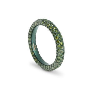 Anillo Oro Blanco Rutenio y Diamantes Verdes.Ref:150RSS38P/DV