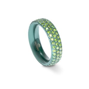 Anillo Oro Blanco y Diamantes Verdes.Ref: 150CVL60P/DV